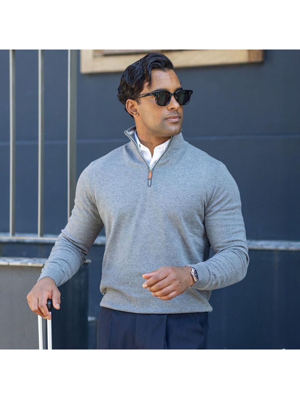 Collars & Co. NWT Luxury Touch Cotton & Cashmere Quarter Zip Sweater Size Small
